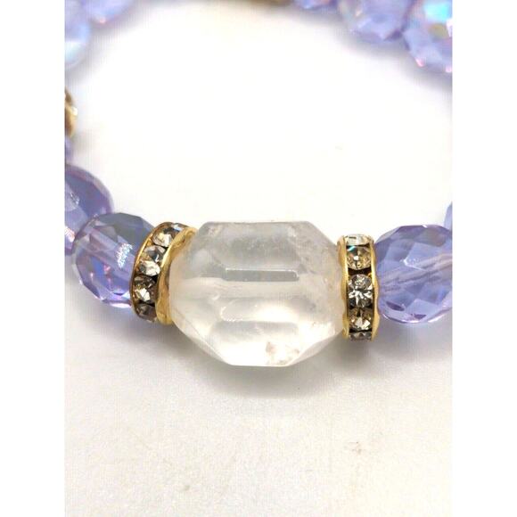 Kirks Folly Lilac Crystals With Clear Quartz & Rhinestones Bracelet~New - Picture 7 of 10